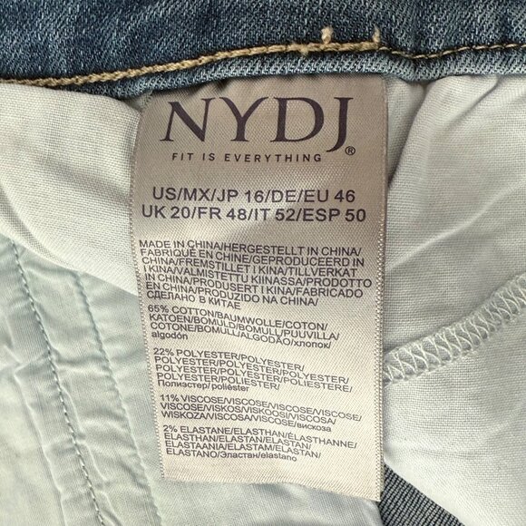 NYDJ Marilyn Straight Ankle Jeans Womens 16 Blue Stretch Patch Pocket - Picture 8 of 14